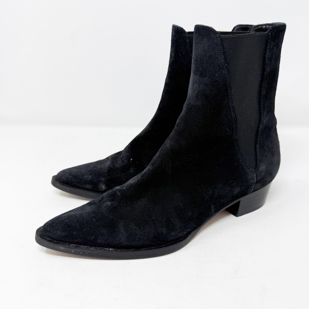FRAME Black Suede Leather LE CARSON Chelsea Boots Size EU 36.5 / US 5.5 Western